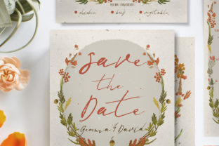 Autumn Floral Wedding Invitation Suite and Print Templates