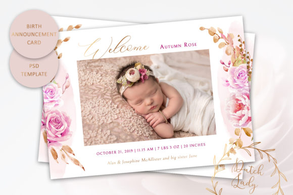 Birth Announcement Card Template 9: A Polished Print Template for Content Creators