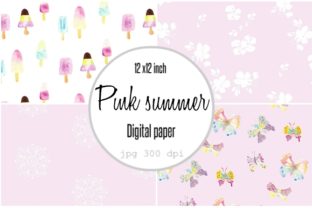 Digital Paper Pink Popsicles Summer Patterns