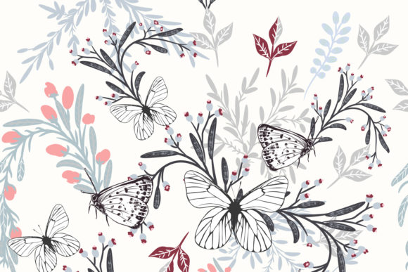 Fashion Vector Pattern with Butterflies for Real Crafting Projects