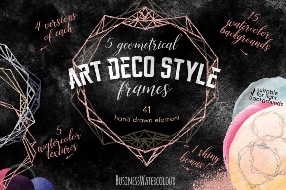 Geometry Art Deco Style Frames Set for Decorative Elements