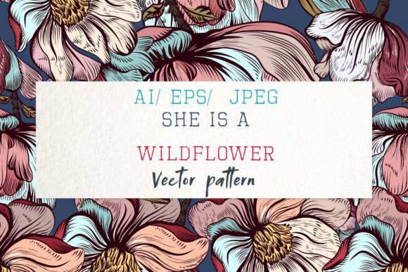 Magnolia Botanical Pattern Retro Style for Crafting and Small Business