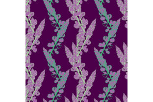 Seamless Pattern with Lupinus Angustifol and Patterns
