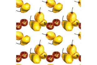 Seamless Pattern with Pears, Peaches