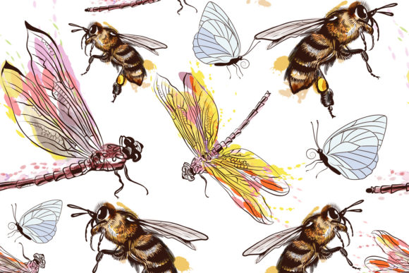 Vector Dragonfly Bees and Butterflies: A Fresh, Detailed Embroidery Design for Real Projects