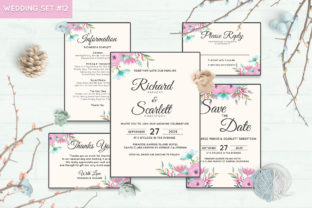 Wedding Invitation Set 12 Floral Style: A Print Template for Elegant Handmade Creations