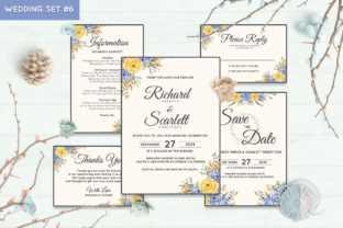 Wedding Invitation Set 6 Floral Style and Print Templates
