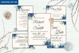 Wedding Invitation Set 9 Floral Style & Print Templates